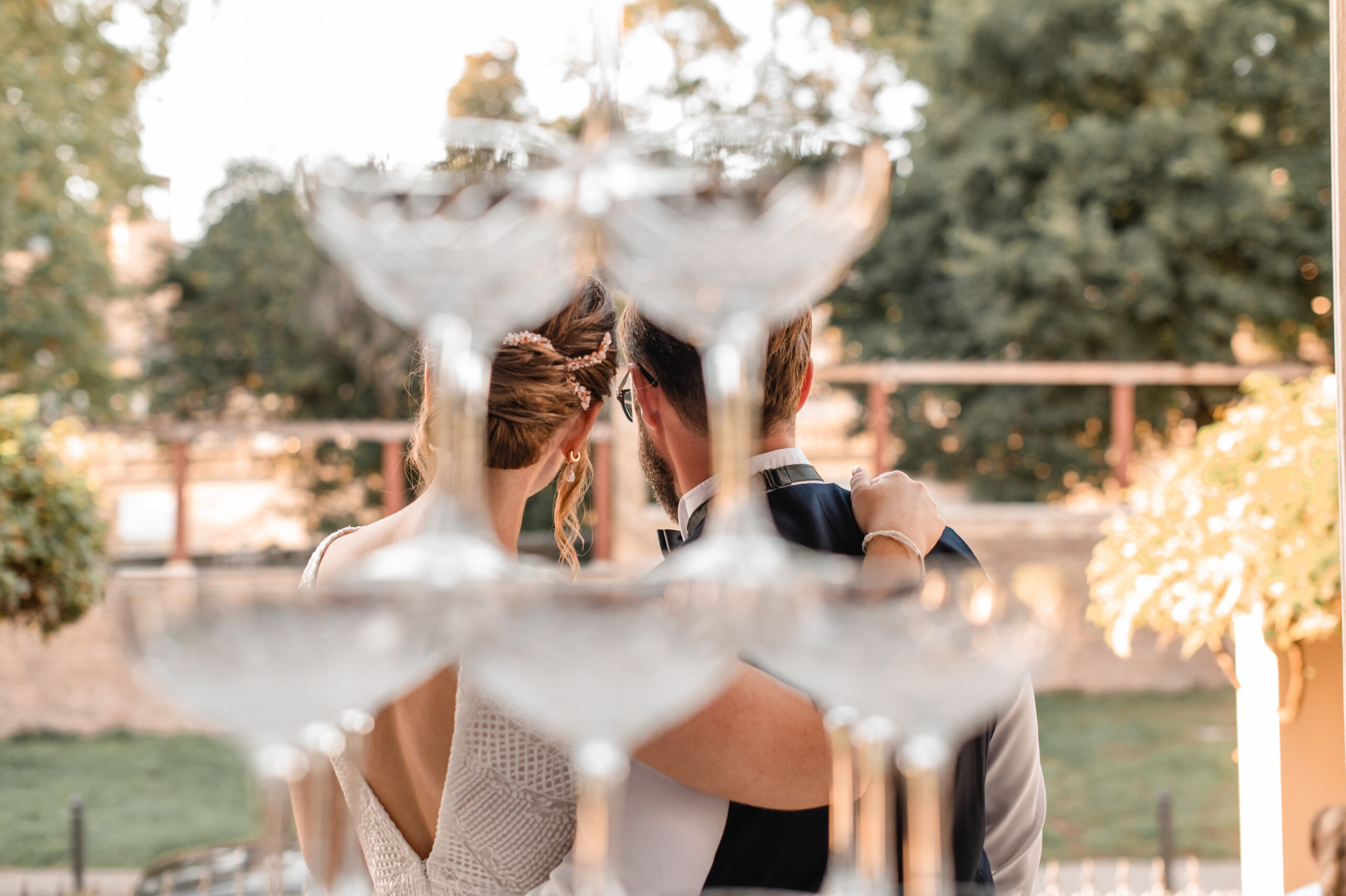 Champagnerpyramide Pop-Up-Event mit Gläserturm